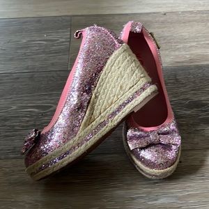 Michael Kors girls Geneva Wedge sz 1 or 32.5 sparkle shoe